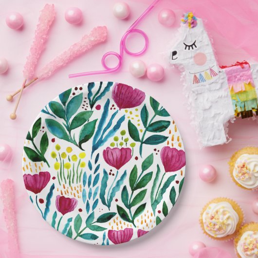 Assiettes En Carton Illustration florale botanique (Fête)