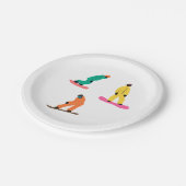 Assiettes En Carton Illustration hivernale des snowboarders (Angle)