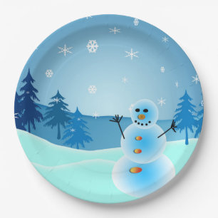 Assiettes En Carton Illustration mignonne de bonhomme de neige