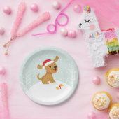 Assiettes En Carton Illustration mignonne d'un chiot dans la neige (Fête)