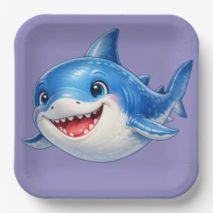 Assiettes En Carton Illustration minimaliste de requin mignon océan