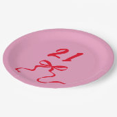 Assiettes En Carton Illustration moderne du Bow rose 21e anniversaire (Angle)
