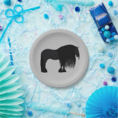 Assiettes En Carton Illustration moderne du cheval friésien gris (Fête)