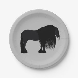Assiettes En Carton Illustration moderne du cheval friésien gris