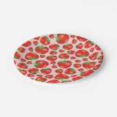 Assiettes En Carton Illustration Motif Fraise Sur Rose (Angle)