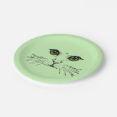 Assiettes En Carton Illustration noire de Cat Face Green Eyes Whiskers (Angle)