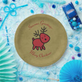 Assiettes En Carton Illustration Red Christmas Reindeer (Fête)