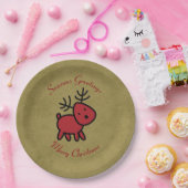 Assiettes En Carton Illustration Red Christmas Reindeer (Fête)