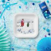 Assiettes En Carton Illustration Renard Et Lapin Vacances Neige Noël (Fête)