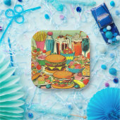 Assiettes En Carton Illustration Retro Food Comic (Fête)
