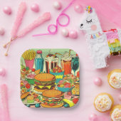Assiettes En Carton Illustration Retro Food Comic (Fête)
