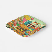 Assiettes En Carton Illustration Retro Food Comic (Angulaire)