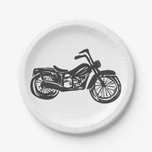 Assiettes En Carton Illustration rétrospective moto - Choisir un arriè