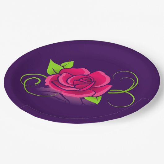 Assiettes En Carton Illustration rose (Angle)