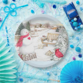 Assiettes En Carton Illustration Snowmen Winter Wonderland (Fête)