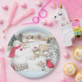Assiettes En Carton Illustration Snowmen Winter Wonderland (Fête)