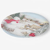Assiettes En Carton Illustration Snowmen Winter Wonderland (Angle)