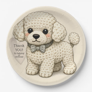 Assiettes En Carton Illustration tricotée de fête de chiot Caniche ado
