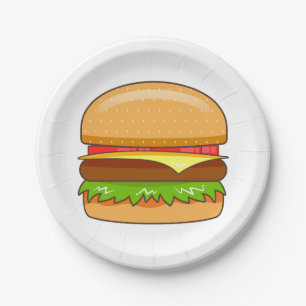 Assiettes En Carton Illustration vectorielle de burger