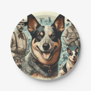 Assiettes En Carton Illustration vintage Australian Cattle Dog