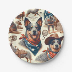 Assiettes En Carton Illustration vintage Australian Cattle Dog