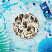 Assiettes En Carton Illustration Vintage de chien Papillon (Fête)