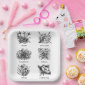 Assiettes En Carton Illustrations botaniques (Fête)