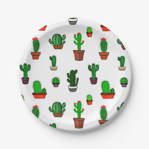 Assiettes En Carton Illustrations de cactus mignons sur fond blanc