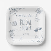 Assiettes En Carton Illustrations de plage dessinées à la main pour un (Recto)