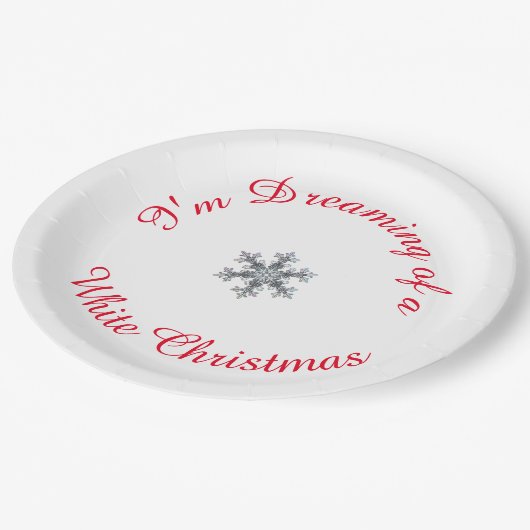 Assiettes En Carton I'm Dreaming of a White Christmas - Snow flake  (Angle)