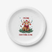 Assiettes En Carton I'm Fine Everything is Fine Christmas Highland Cow (Devant)