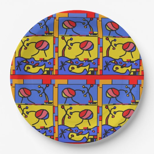 Assiettes En Carton Image avec art moderne poisson (Devant)