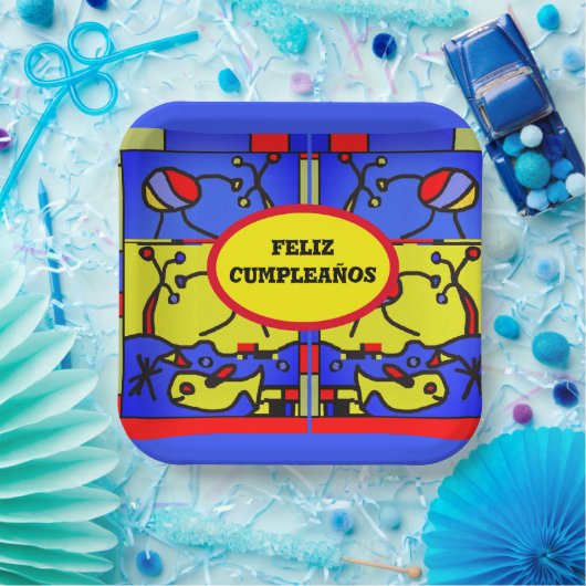 Assiettes En Carton Image avec art moderne poisson, personnalisation P (Fête)