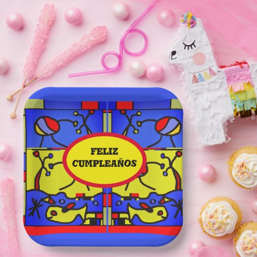 Assiettes En Carton Image avec art moderne poisson, personnalisation P (Fête)