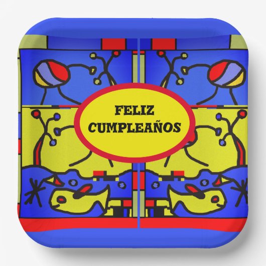 Assiettes En Carton Image avec art moderne poisson, personnalisation P (Recto)