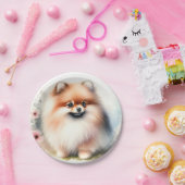 Assiettes En Carton Image d'aquarelle mignonne Pomeranian (Fête)
