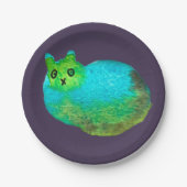 Assiettes En Carton Image d'art de chat bleu gras mou (Devant)