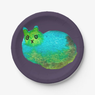 Assiettes En Carton Image d'art de chat bleu gras mou