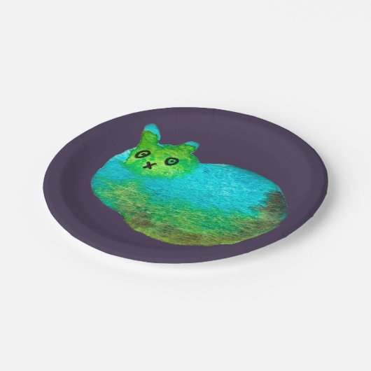 Assiettes En Carton Image d'art de chat bleu gras mou (Angle)