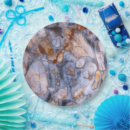 Assiettes En Carton Image de pierre naturelle Couleurs authentiques, M (Fête)