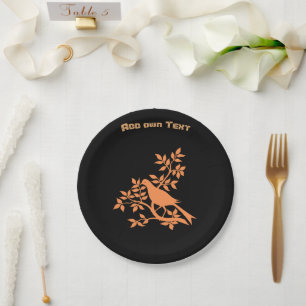 Assiettes En Carton Image d'oiseau avec nid Ajoutez votre propre texte