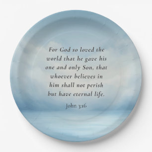 Assiettes En Carton Image du verset biblique Jean 3:16
