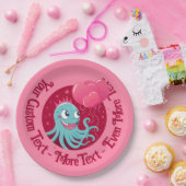 Assiettes En Carton Image mignonne d'un poulpe tenant des ballons (Fête)