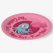 Assiettes En Carton Image mignonne d'un poulpe tenant des ballons (Angle)