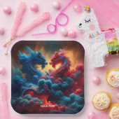 Assiettes En Carton Imaginaire Bleu Rouge Bleu mignon (Fête)