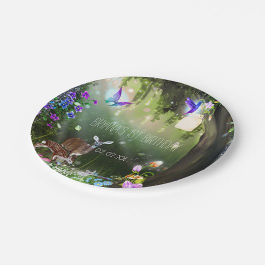 Assiettes En Carton Imaginaire bois forêt animaux enchanté fête (Angle)