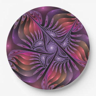 Assiettes En Carton Imaginaire coloré Abstrait Trippy Violet Fractal
