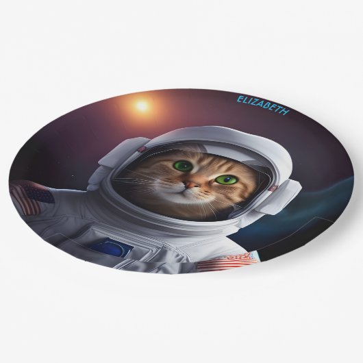 Assiettes En Carton Imaginaire Cute Chat En Astronaut Spacesuit (Angle)
