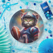Assiettes En Carton Imaginaire Cute Chat Football Uniforme (Fête)