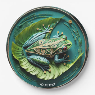 Assiettes En Carton Imaginaire Cute Frog Feuilles Filigree